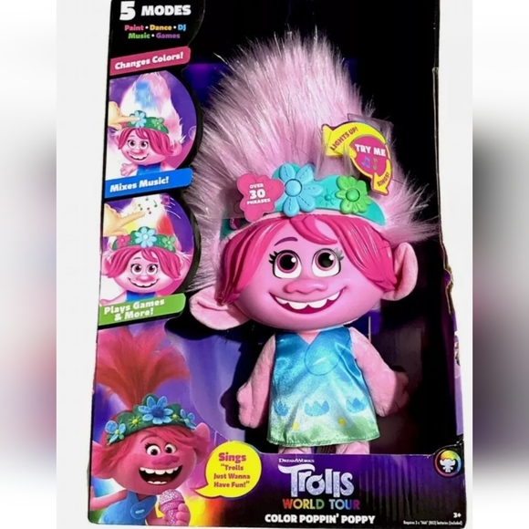 Dream Works Poppin Poopy Sing & Light Troll Doll - Picture 2 of 9